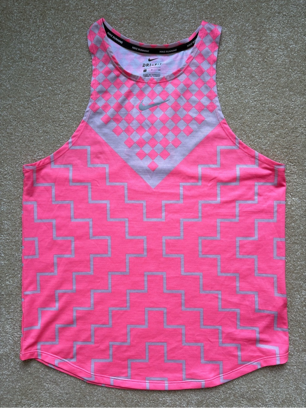 NIKE Dri-FIT Pink Geo Print Pink Athletic Workout Gym Tank Tank Size S